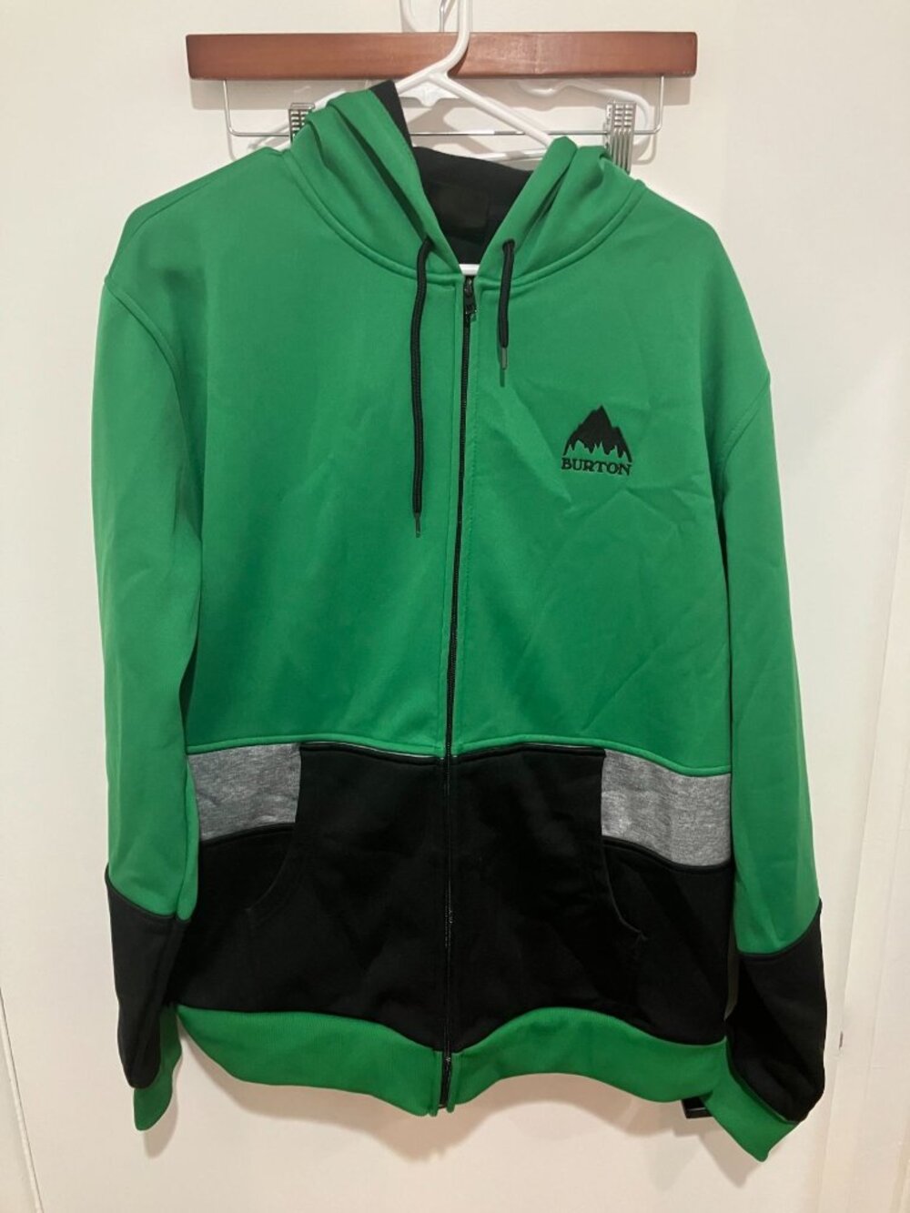 Burton Snowboards Dryride Hoodie Mens Full Zip Green Black Gray Size Large